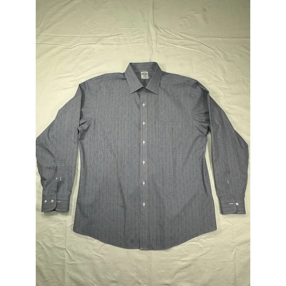 Brooks Brothers Shirt Mens‎ 16.5-4/5 Dark Blue Regent Non-Iron Supima